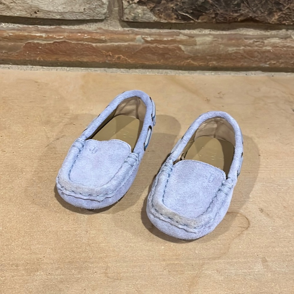 Janie and Jack Light Blue Suede Driving Moccasin Loafers